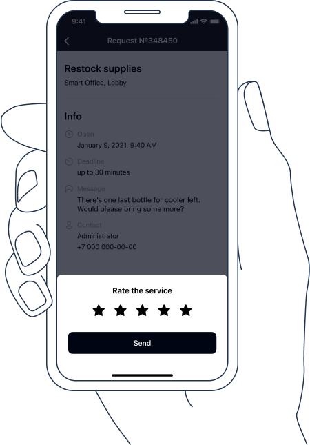TagPoint app screenshot: requester rates the service